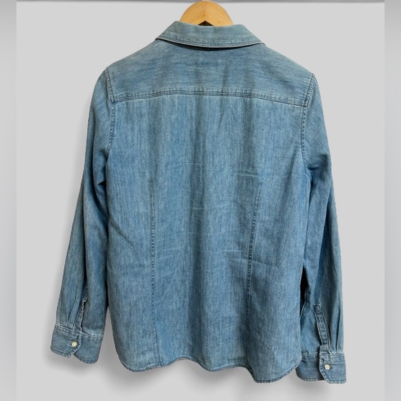 Talbots Chambray Denim Casual Button Front Cotton Long Sleeve Layering Shirt 12 - Picture 3 of 5
